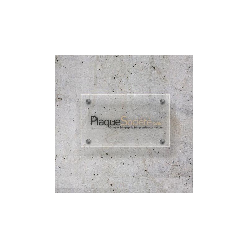 Plaque société plexi transparent 20x15 cm